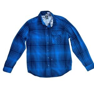 Volcom Donner‎ Long Sleeve Plaid Flannel Shirt Men’s Size Large Blue